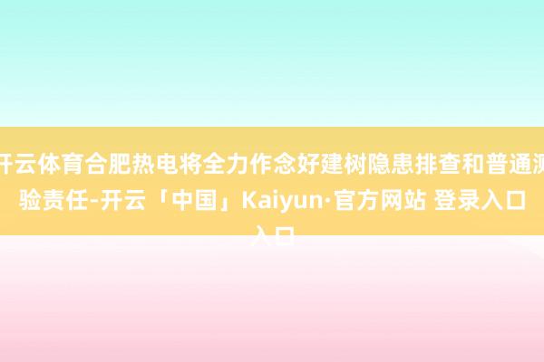 开云体育合肥热电将全力作念好建树隐患排查和普通测验责任-开云「中国」Kaiyun·官方网站 登录入口