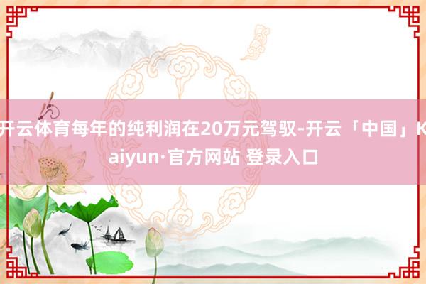 开云体育每年的纯利润在20万元驾驭-开云「中国」Kaiyun·官方网站 登录入口