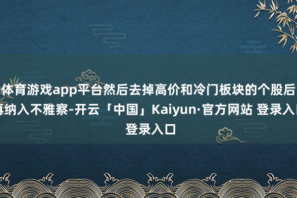 体育游戏app平台然后去掉高价和冷门板块的个股后再纳入不雅察-开云「中国」Kaiyun·官方网站 登录入口